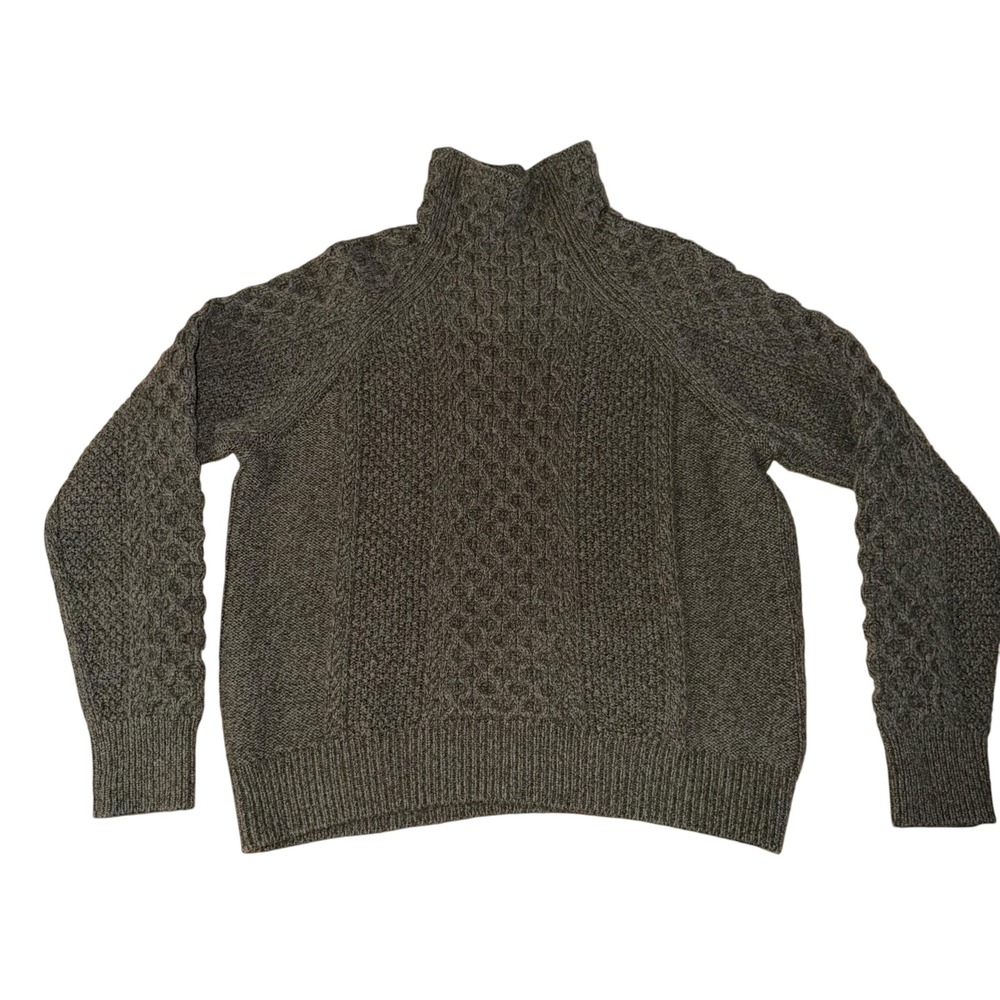 Vince Wool Cashmere Cable Knit Turtleneck Sweater S Gray Chunky - Picture 2 of 7